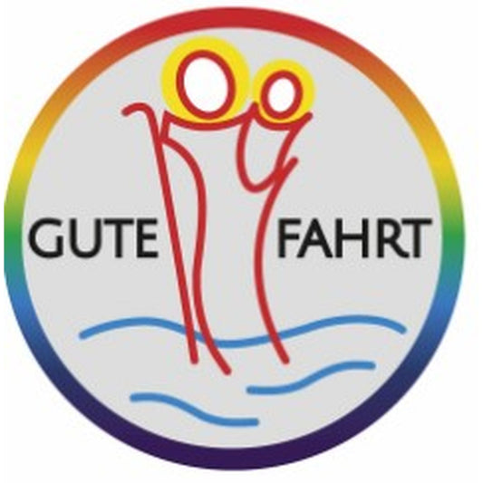 Christophorus-Plakette zum Kleben "Gute Fahrt" modern 3,5 cm