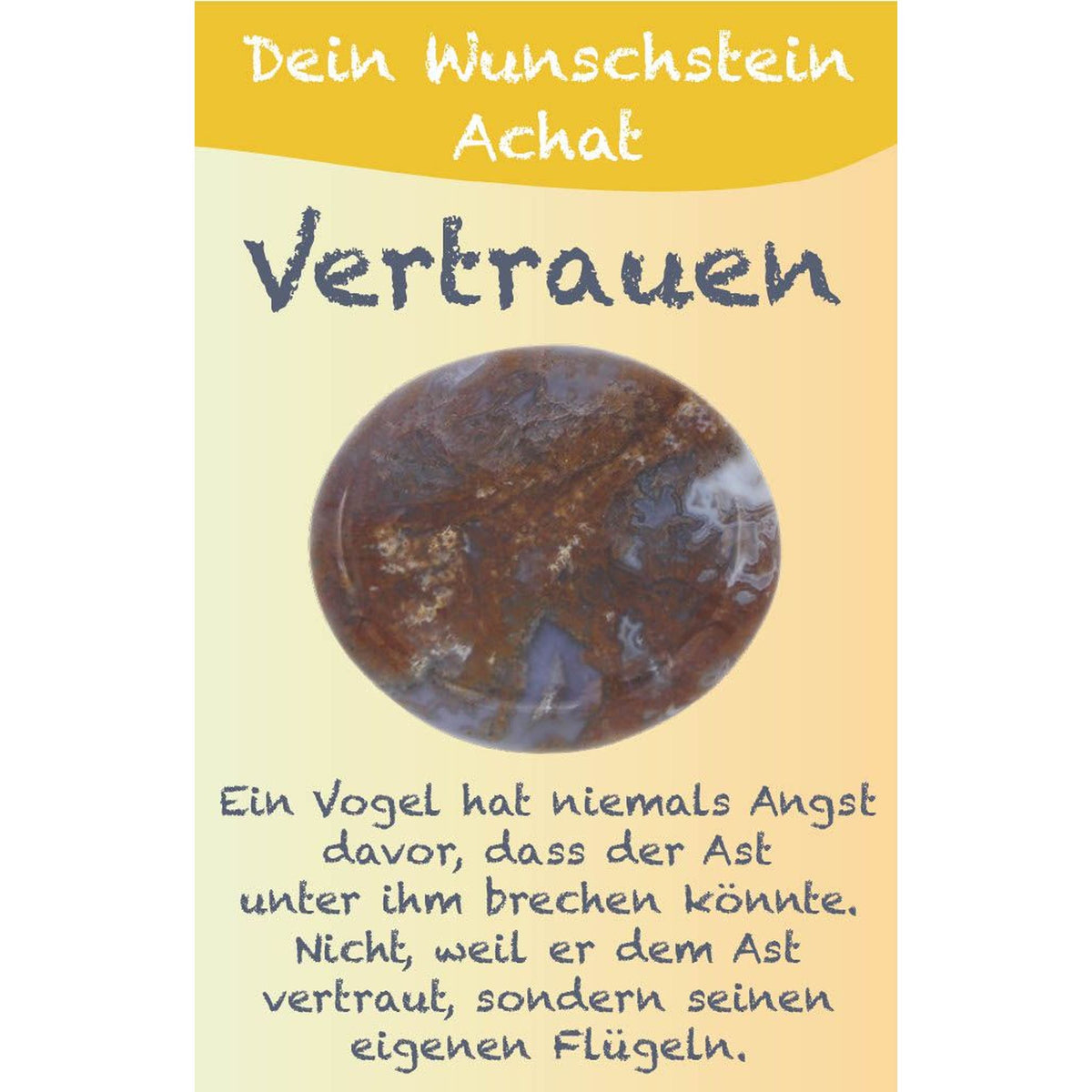Wunschstein "Vertrauen" Achat auf kleiner Karte