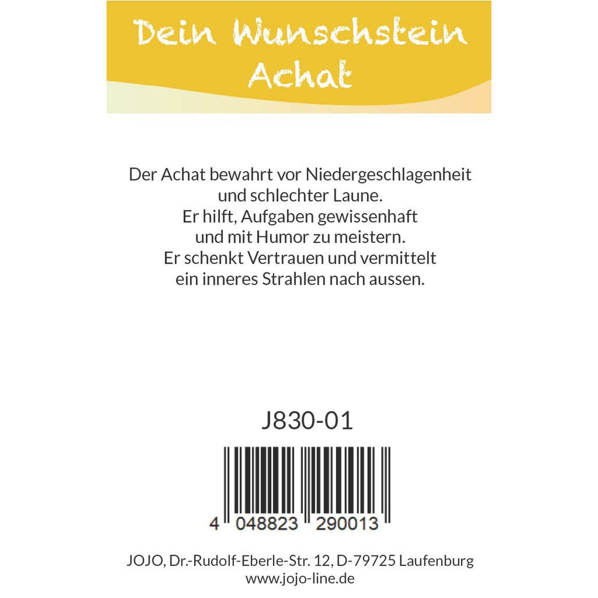 Wunschstein "Vertrauen" Achat auf kleiner Karte