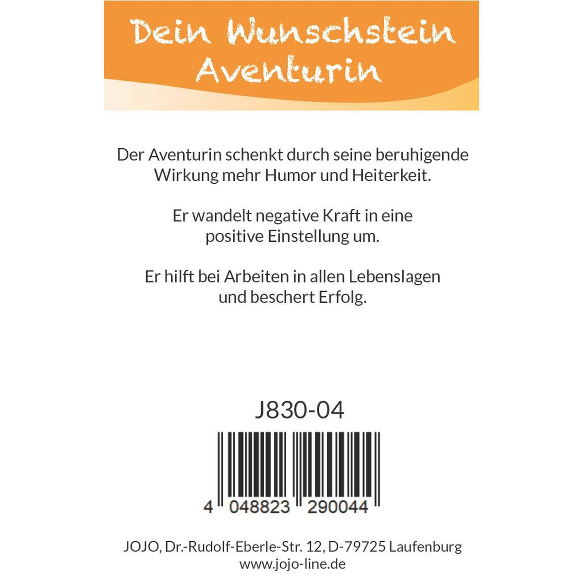 Wunschstein "Erfolg" Aventurin auf kleiner Karte