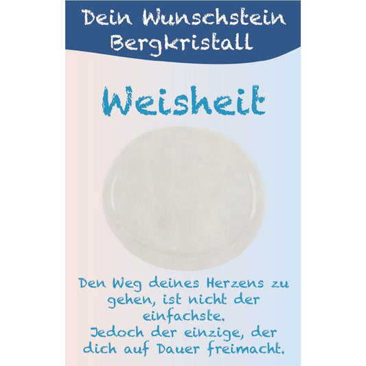 Wunschstein "Weisheit" Bergkristall auf kleiner Karte