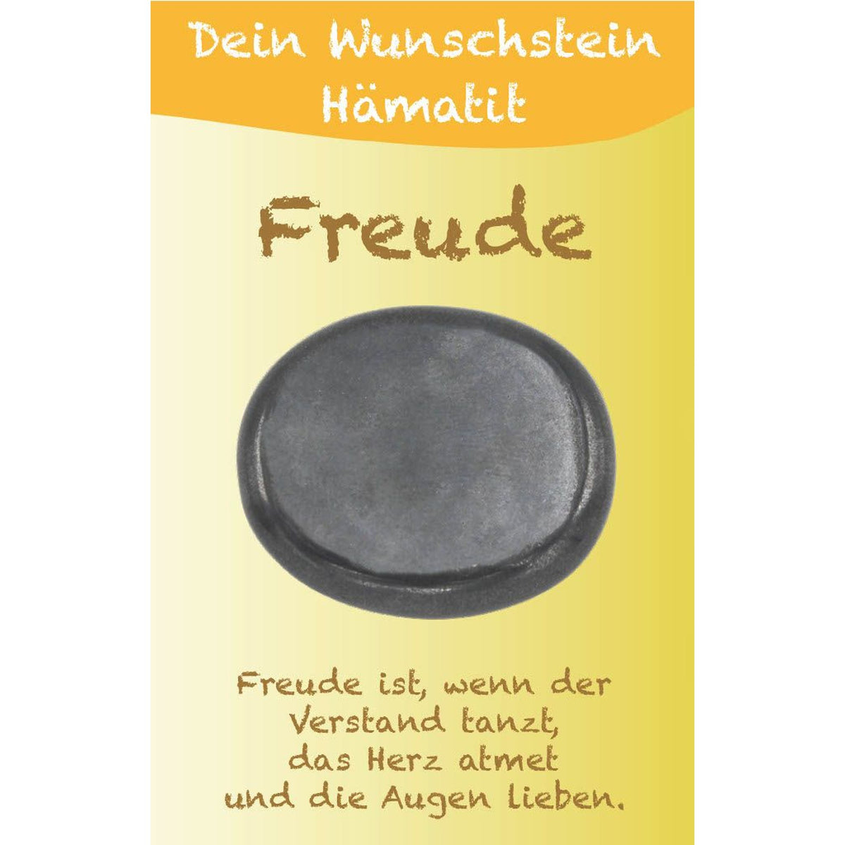 Wunschstein "Freude" Hämatit auf kleiner Karte
