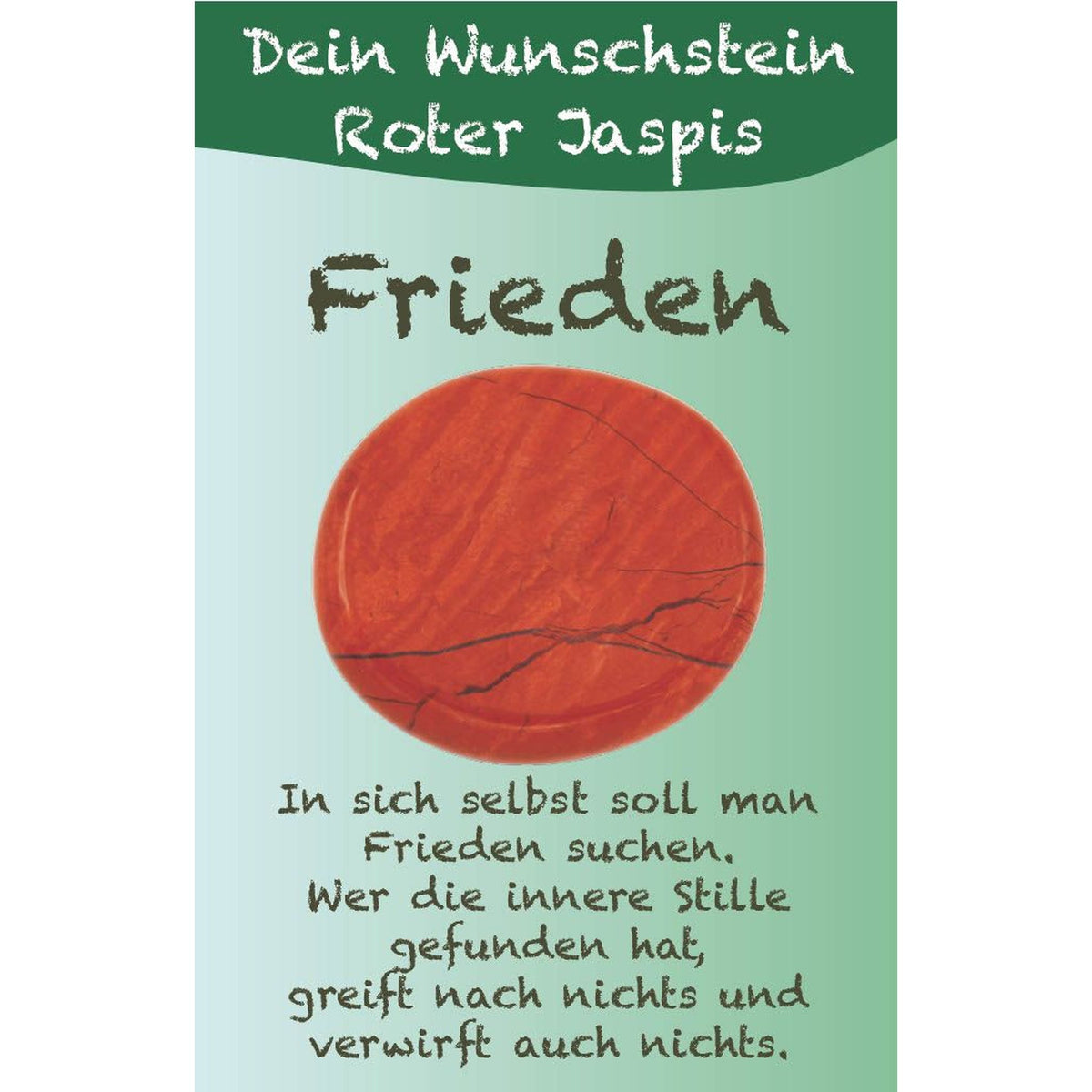 Wunschstein "Frieden" Roter Jaspis auf kleiner Karte