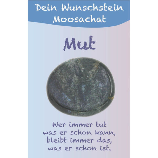 Wunschstein "Mut" Moosachat auf kleiner Karte