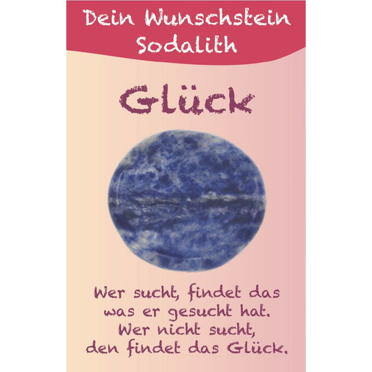 Wunschstein "Glück" Sodalith auf kleiner Karte