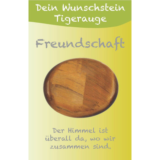 Wunschstein "Freundschaft" Tigerauge auf kleiner Karte