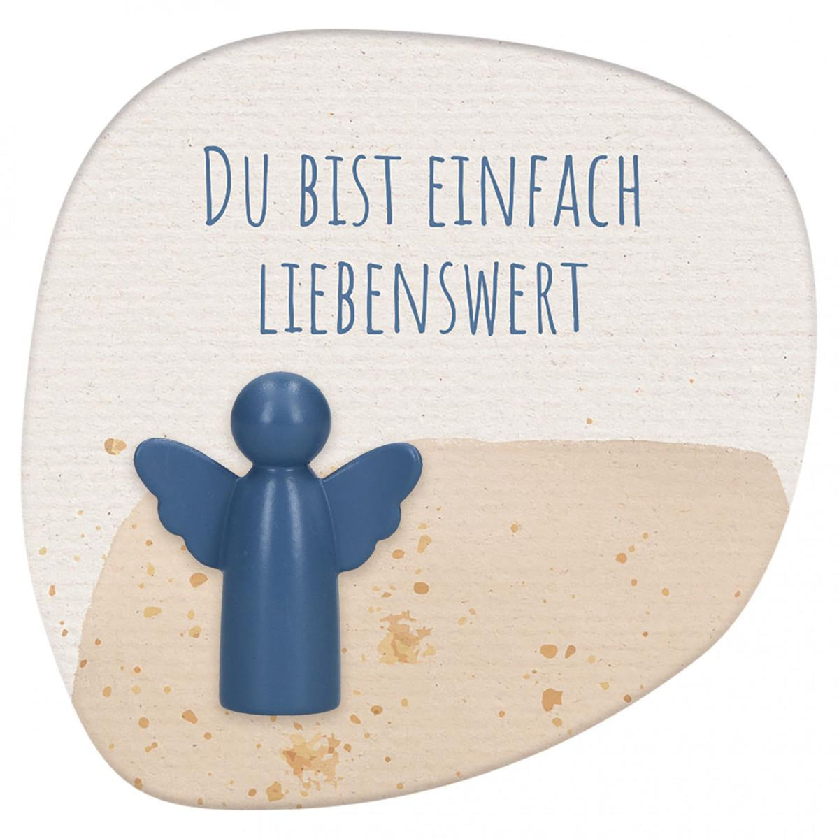 Engelfigur aus Metall Handschmeichler "Du bist einfach liebenswert" blau 3 x 2,5 cm