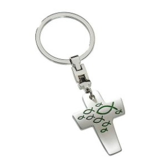 Gilde Schlüsselanhänger "Kreuz" mit Fisch Grün 9,5 cm