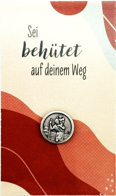 Autoplakette mit Christophorus-Motiv "Sei behütet" selbstklebend 1,8 cm
