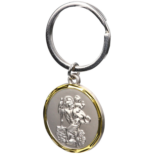 Schlüsselanhänger Christophorus Silber, Gold 3 cm