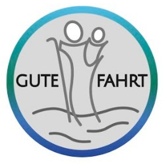 Christophorus-Plakette zum Kleben "Gute Fahrt" modern türkis 3,5 cm