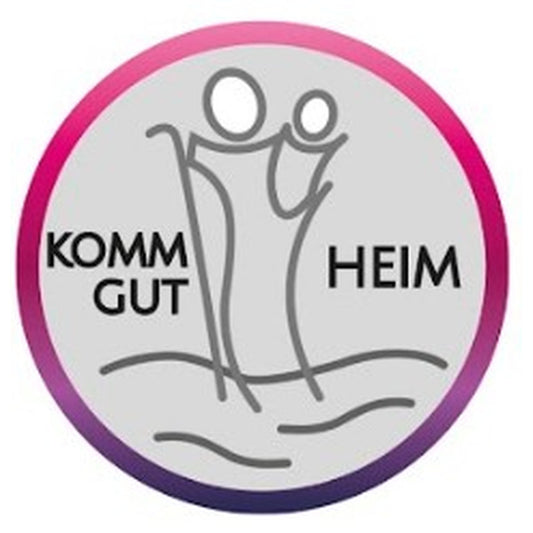 Christophorus-Plakette zum Kleben "Komm gut heim" modern lila 3,5 cm