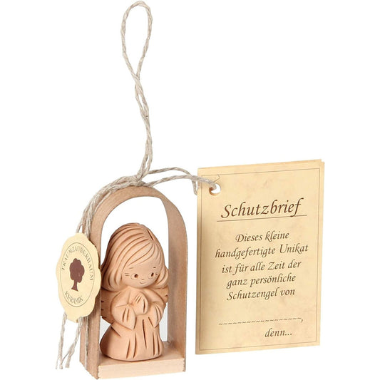 Schutzengel knieend, betend im Bogen aus Ton 6 x 3 cm