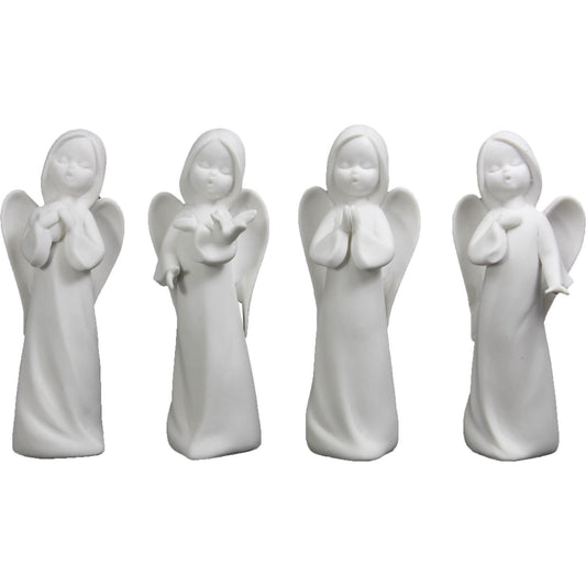 Schutzengelfigur singend Mattweiß 14,5 cm