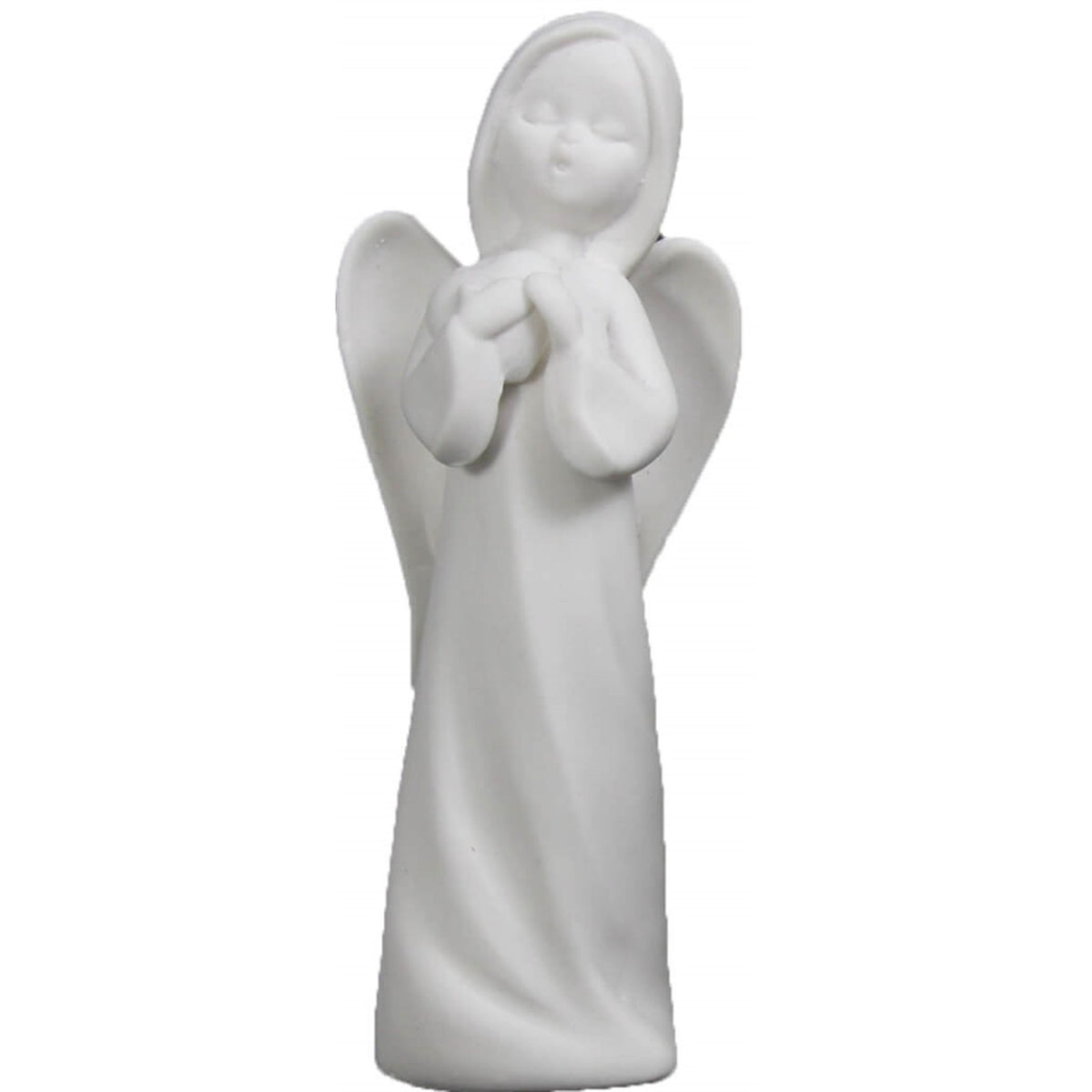 Schutzengelfigur singend Mattweiß 14,5 cm