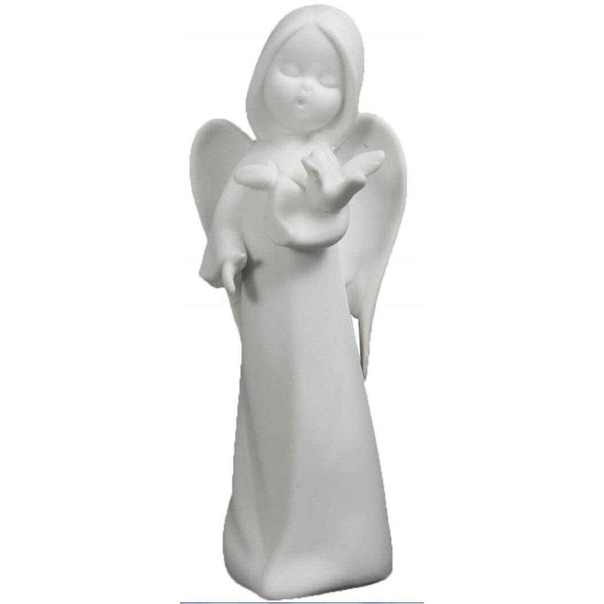 Schutzengelfigur singend Mattweiß 14,5 cm
