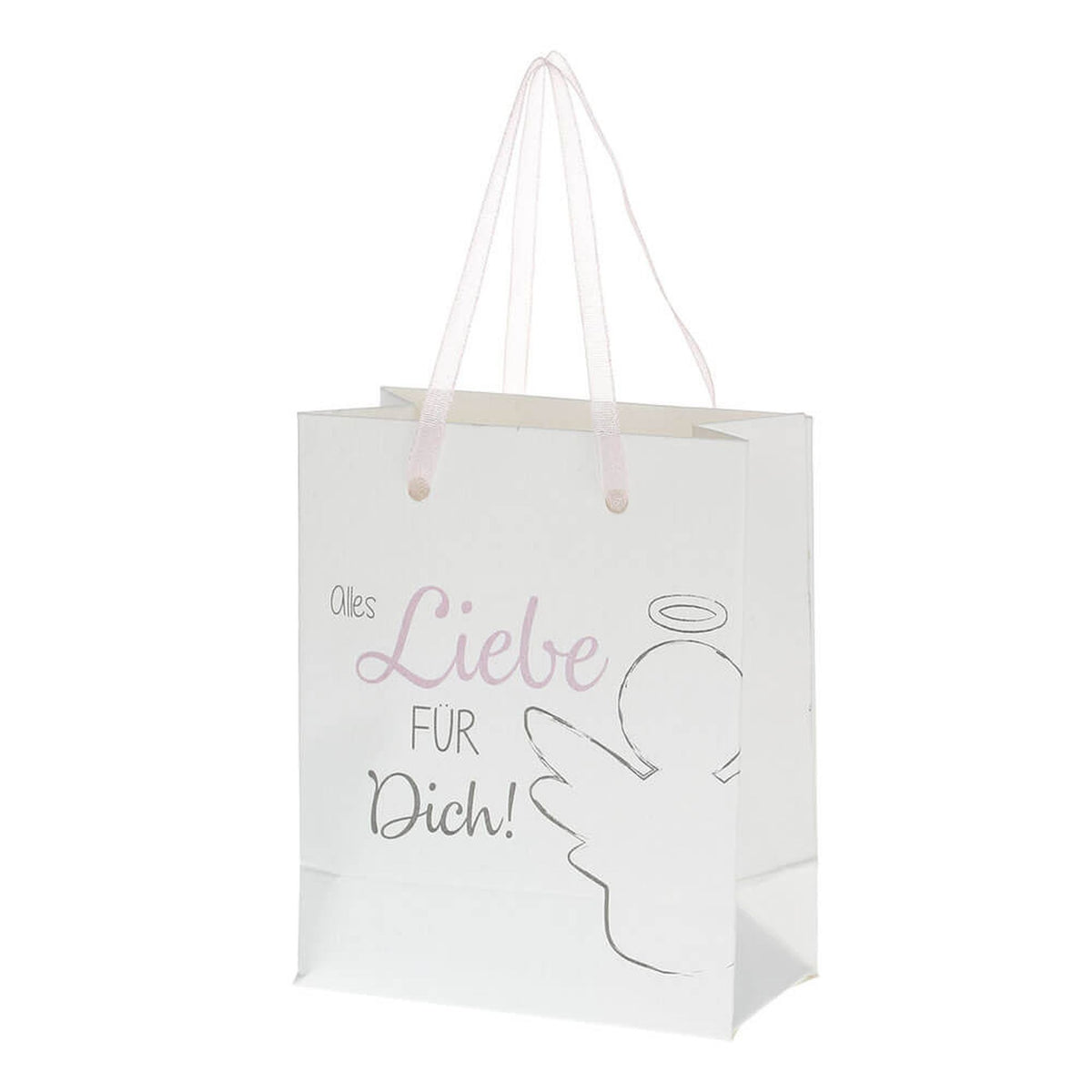 Holzengel "Alles Liebe" in einem Geschenktütchen