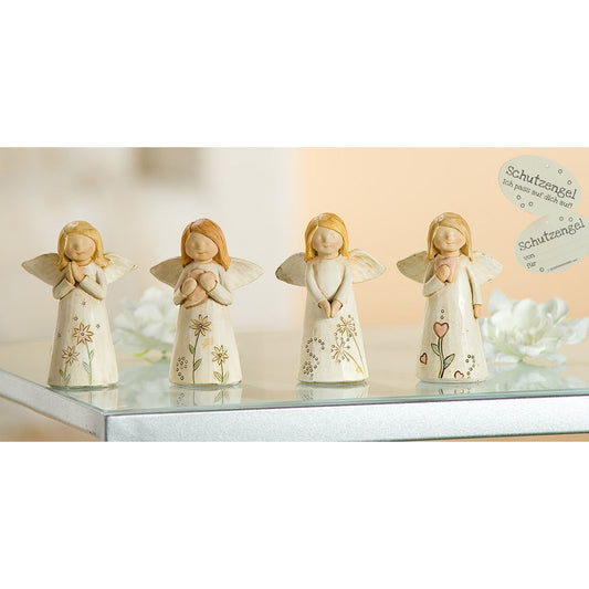 Gilde Schutzengel "Mutmacher" mit Blumenverzierung 8,5 cm