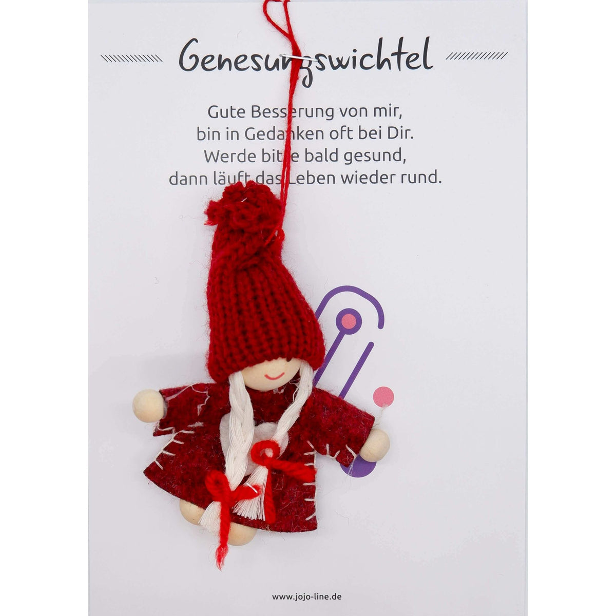Glückswichtel - Genesungswichtel mit Geschenkkarte 8 cm