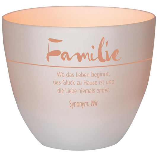 LichterZeit Windlicht aus Porzellan "Familie - Wo das Leben beginnt"