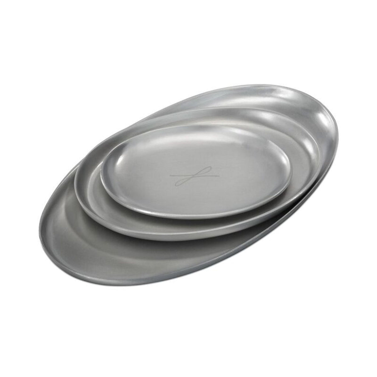 Kerzenteller oval 7x9 cm, Aluminium, satiniert, silber