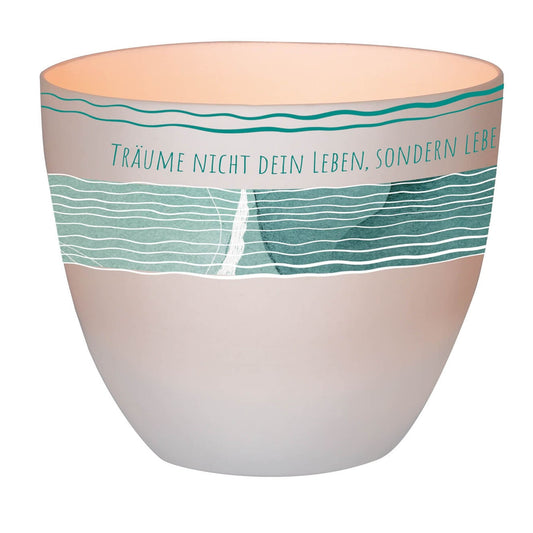 LichterZeit Windlicht aus Porzellan "Lebe deinen Traum"