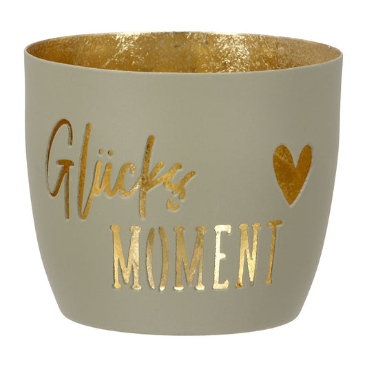 Windlicht aus Metall "Glücksmoment" Creme