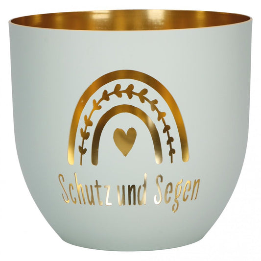Windlicht aus Metall "Schutz und Segen"