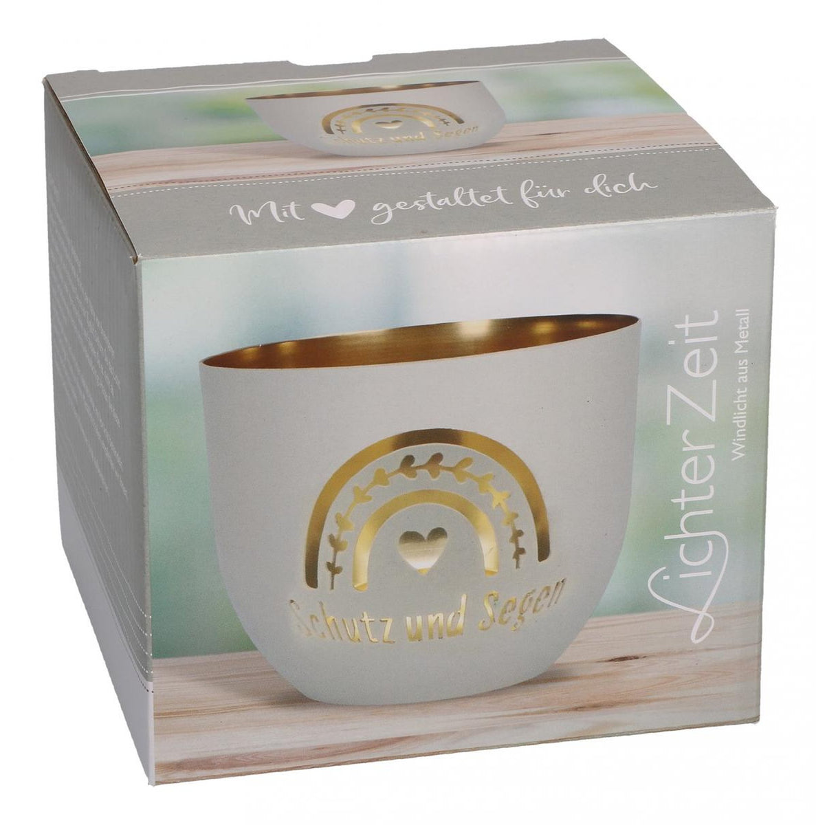 Windlicht aus Metall "Schutz und Segen"