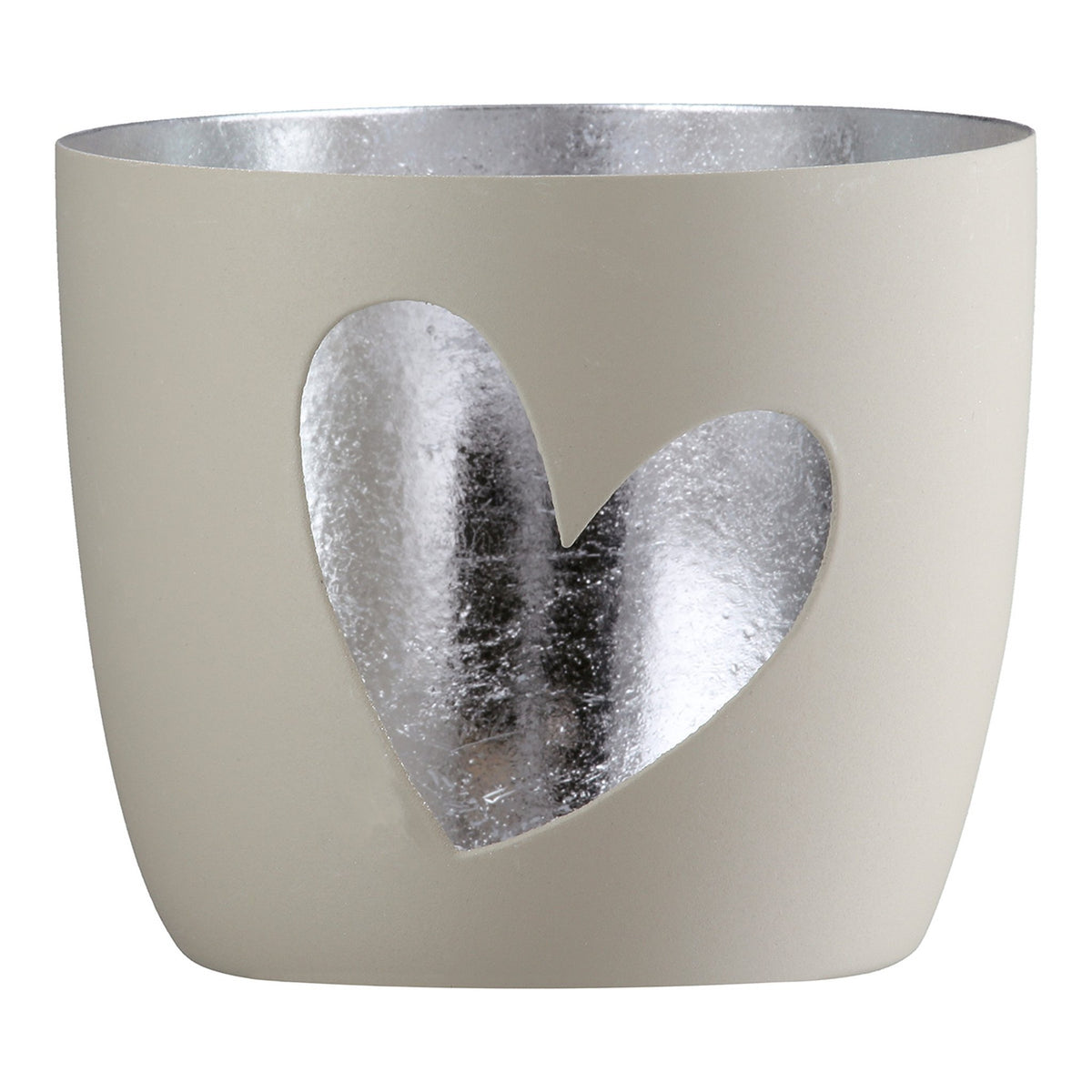 Windlicht aus Metall "Heart" Beige