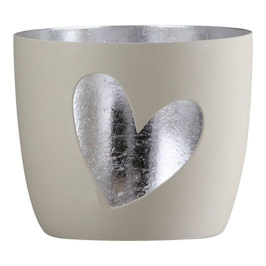 Windlicht aus Metall "Heart" Beige