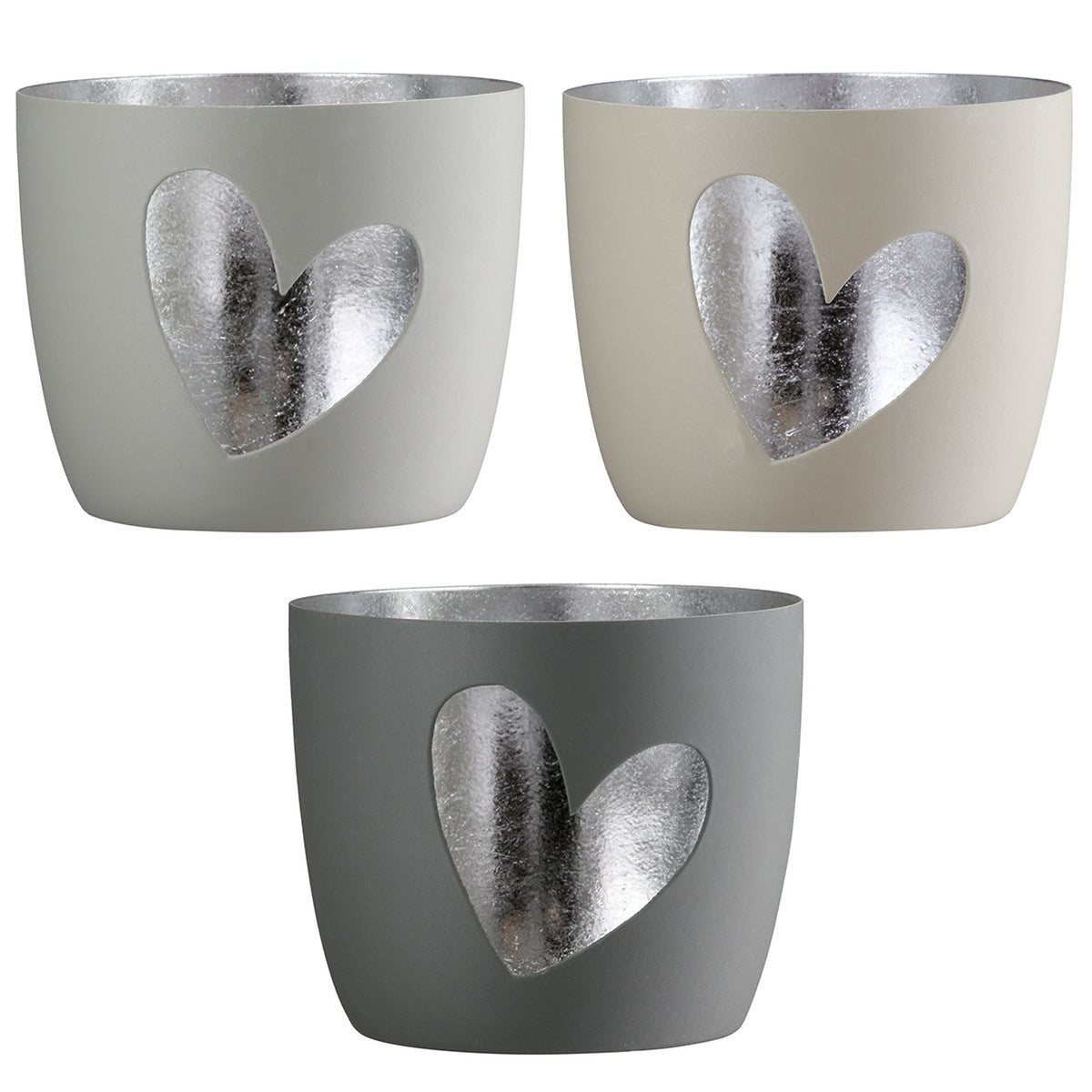 Windlicht aus Metall "Heart" Beige