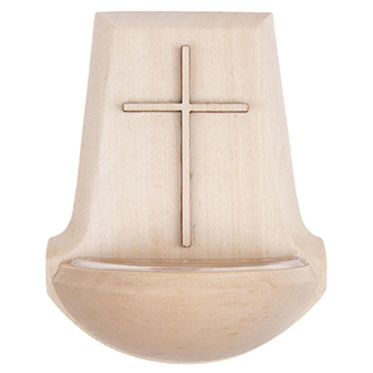 Holz-Weihwasserkessel mit Kreuz-Auflage, Ahorn natur 11 x 9,5 cm