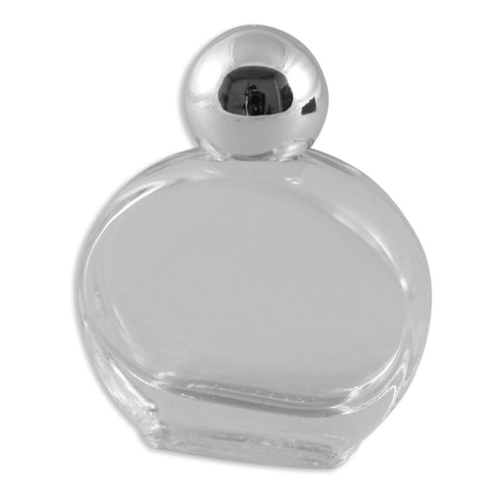 Weihwasserfläschchen aus Glas mit Verschluss flach oval 5,5 x 4,5 cm