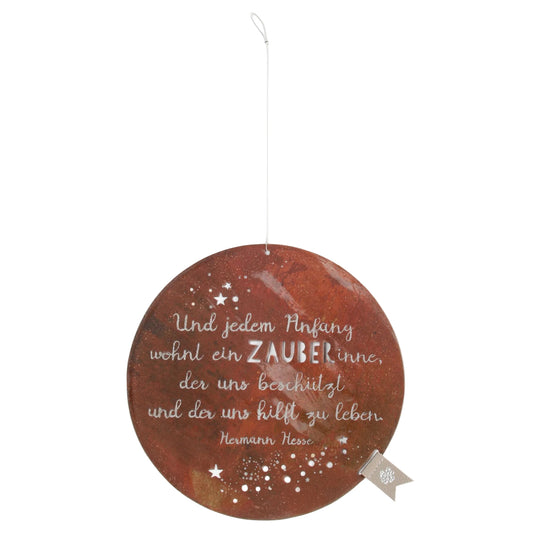 Schutzschild "Und jedem Anfang wohnt ein Zauber..."  Ø 18 cm