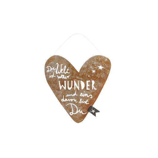 Metall-Herzschild "Die Welt ist voller Wunder..."  19 x 19 cm