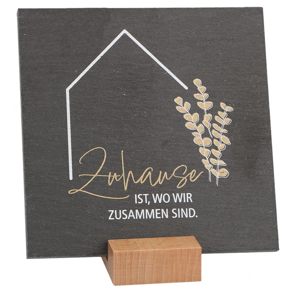 Schiefertafel Haussegen "Zuhause" 12x 12 cm