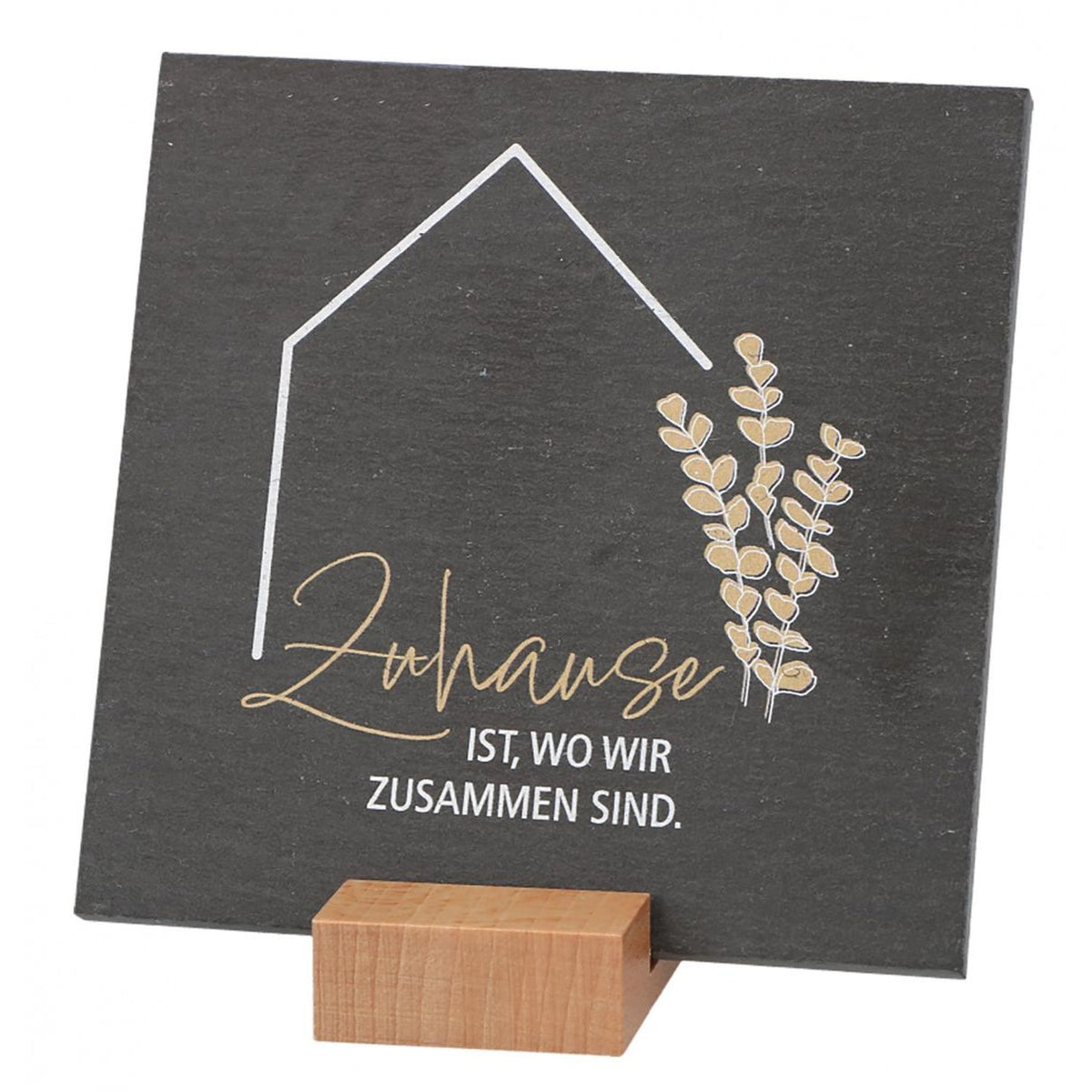 Schiefertafel Haussegen "Zuhause" 12x 12 cm