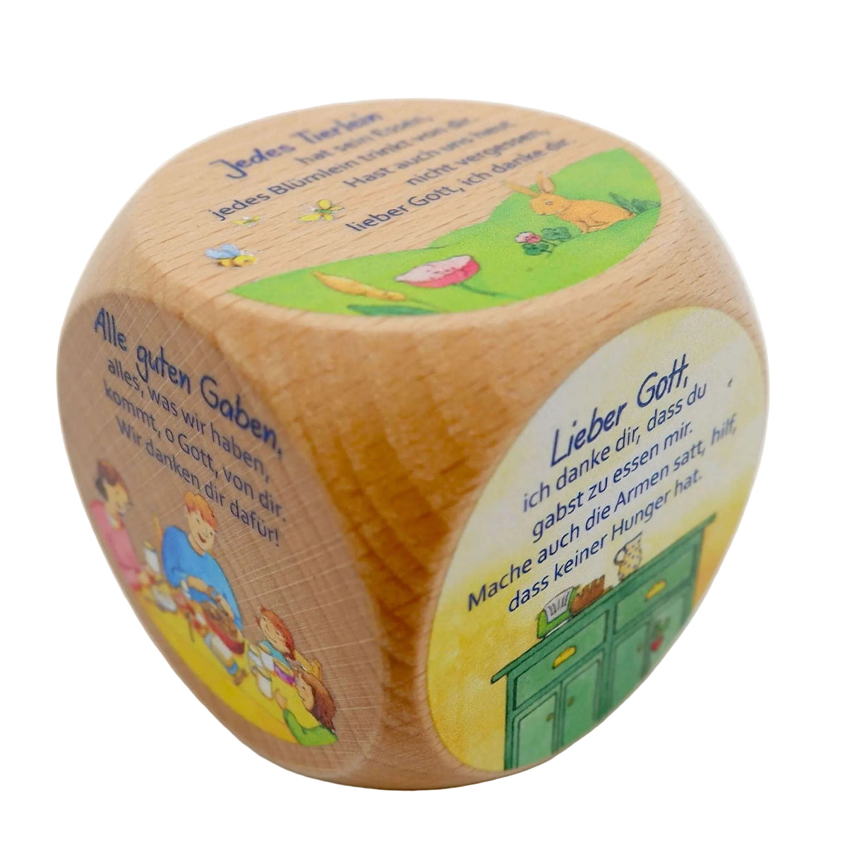 Gebetswürfel - Tischgebete Buche  Natur, Bunt 5 x 5 cm