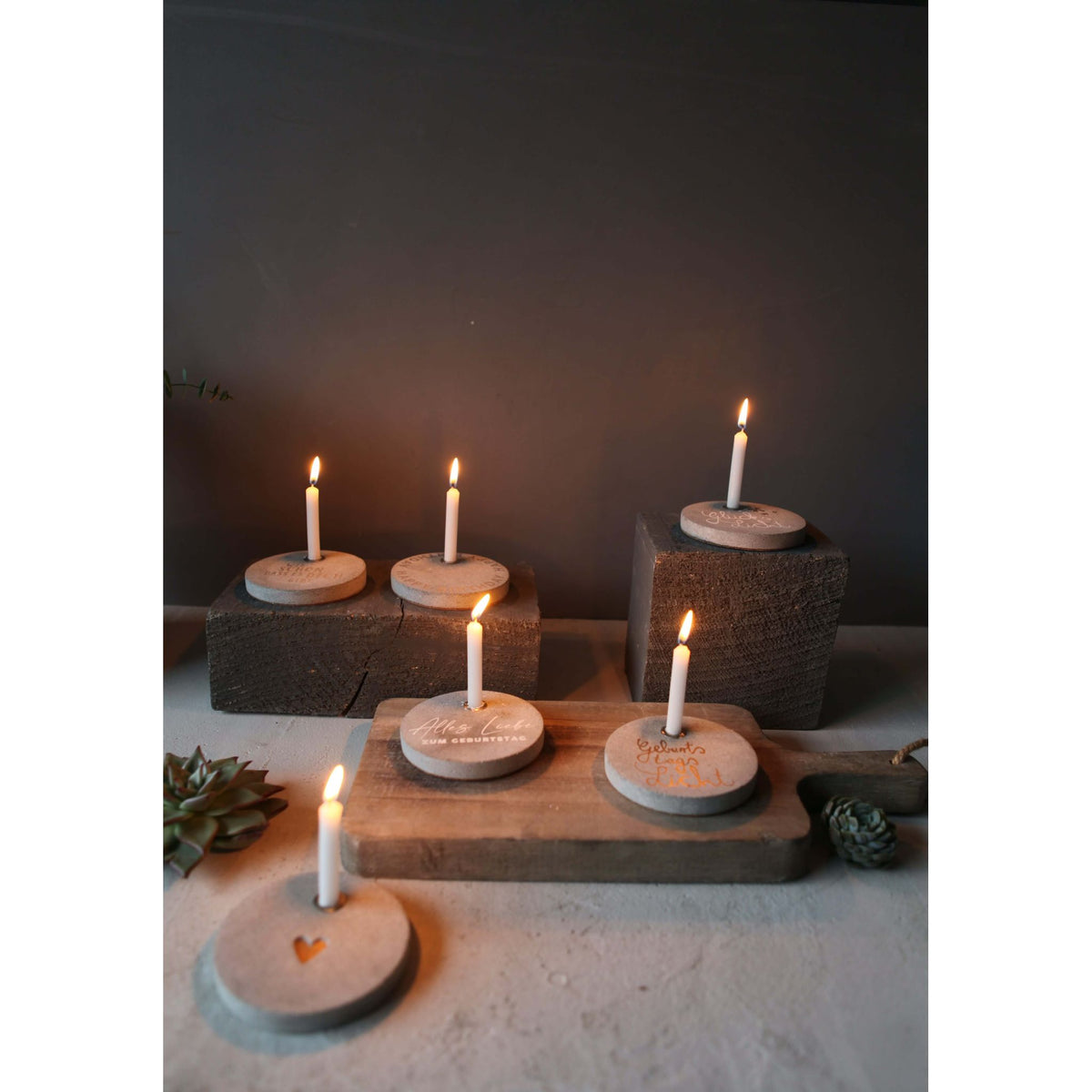 Good old friends Lichtkreis aus Beton Herz inkl. Kerze