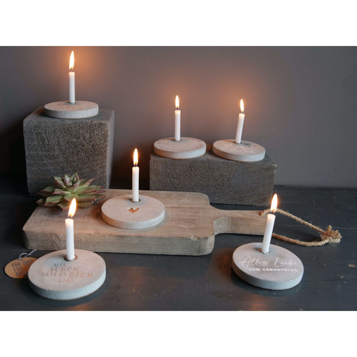 Good old friends Lichtkreis aus Beton Herz inkl. Kerze