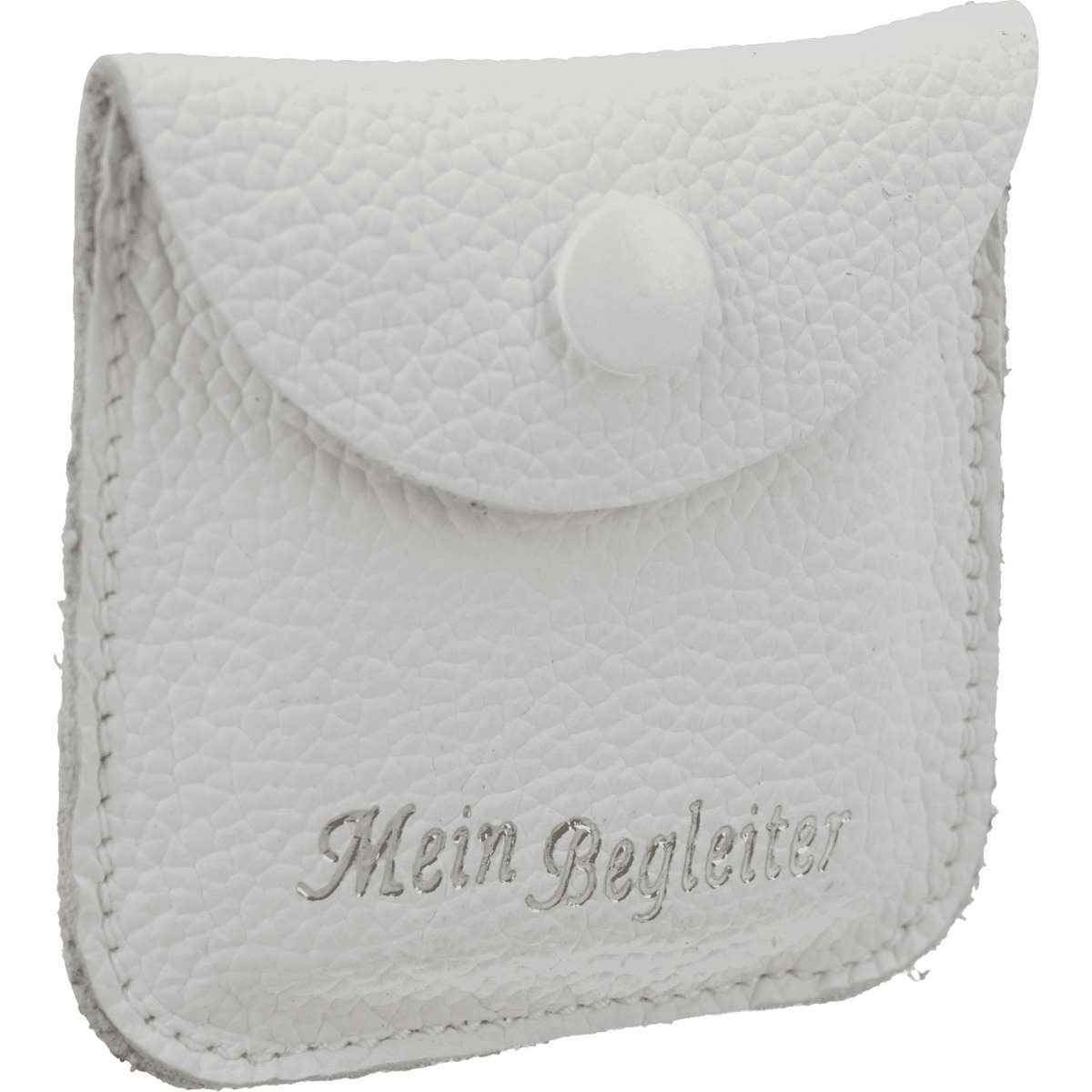 Rosenkranz-Etui Kommunion "Mein Begleiter" Leder Weiß 6 x 6 cm
